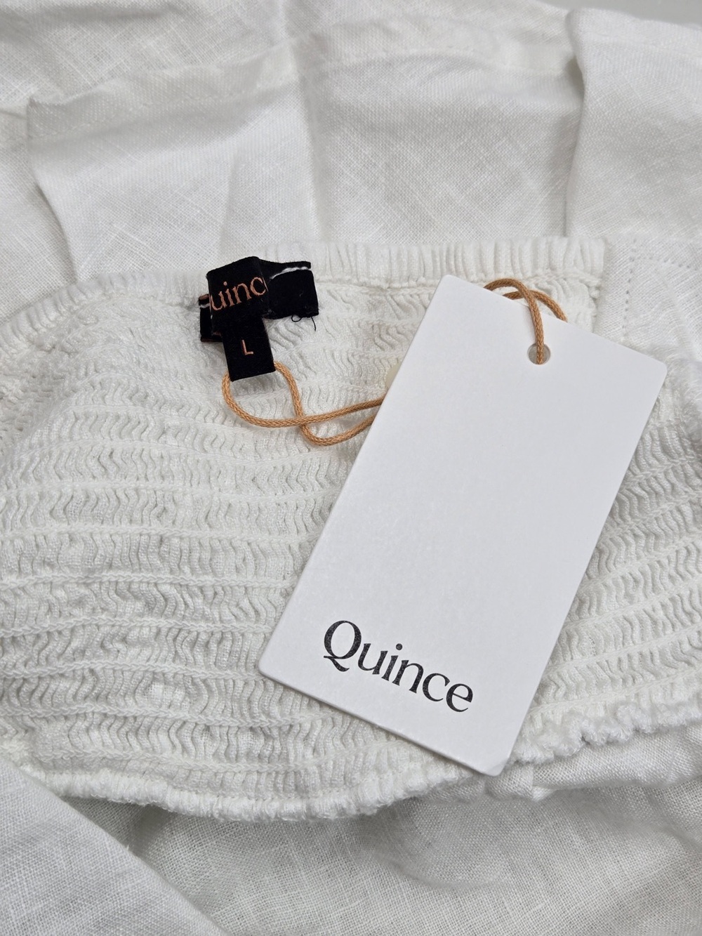 NWT QUINCE 100% European Linen Strapless Top Large White 8065 - Picture 7 of 11